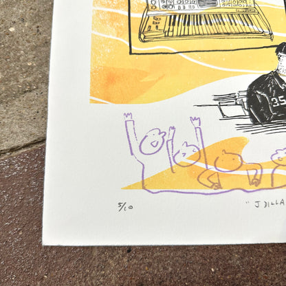 J Dilla Hip-Hop Production Screenprint | Harshima K x Kylie Chan