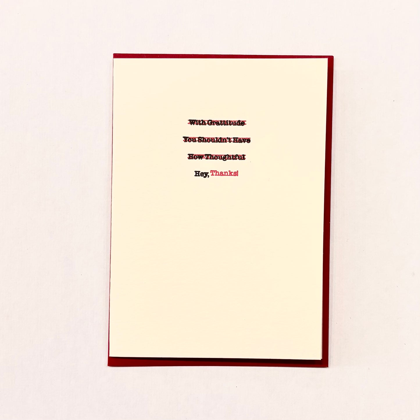 Edited Thank You Message Letterpress Card | Amber Favorite (IL)