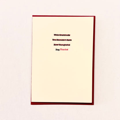 Edited Thank You Message Letterpress Card | Amber Favorite (IL)