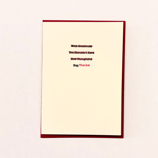 Edited Thank You Message Letterpress Card | Amber Favorite (IL)