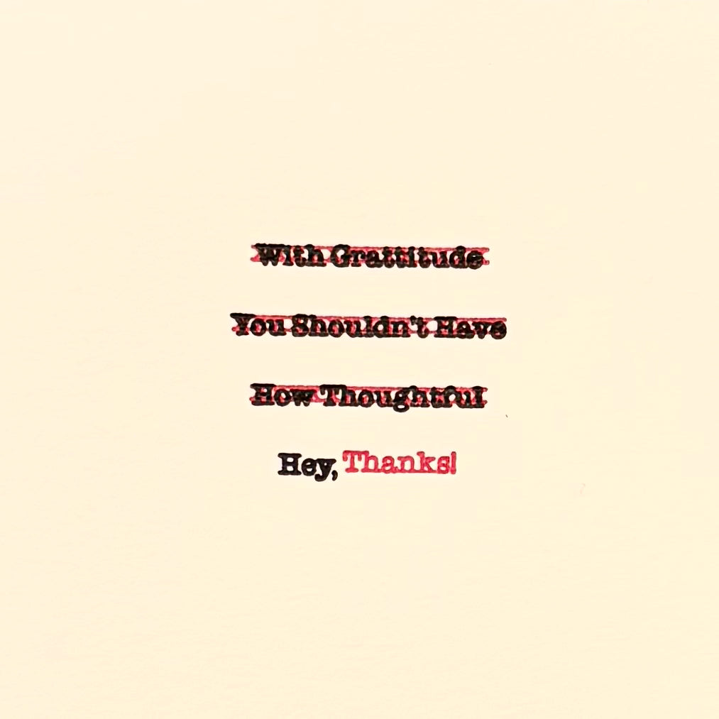 Edited Thank You Message Letterpress Card | Amber Favorite (IL)