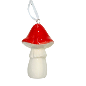 Ceramic Red Cap Mushroom Ornament | Silver Tree Home & Holiday (NY)