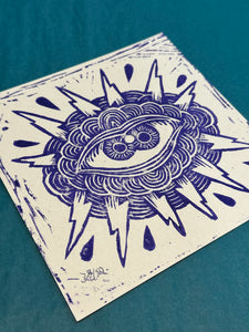 Thunder Eye Linocut Print | Tattoo Flash Series | Luke Martin (MD)