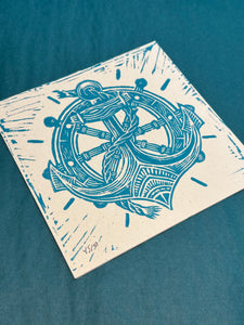 Anchor Linocut Print | Tattoo Flash Series | Luke Martin (MD)