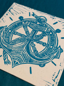 Anchor Linocut Print | Tattoo Flash Series | Luke Martin (MD)