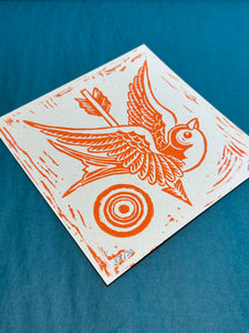 Swallows Linocut Print | Tattoo Flash Series | Luke Martin (MD)