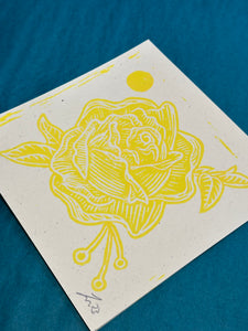 Rose Linocut Print | Tattoo Flash Series | Luke Martin (MD)