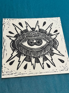 Thundereye Linocut Print | BW Tattoo Series | Luke Martin (MD)