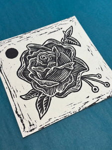 Rose Linocut Print | BW Tattoo Series | Luke Martin (MD)