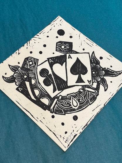 Lucky Linocut Print | BW Tattoo Series | Luke Martin (MD)