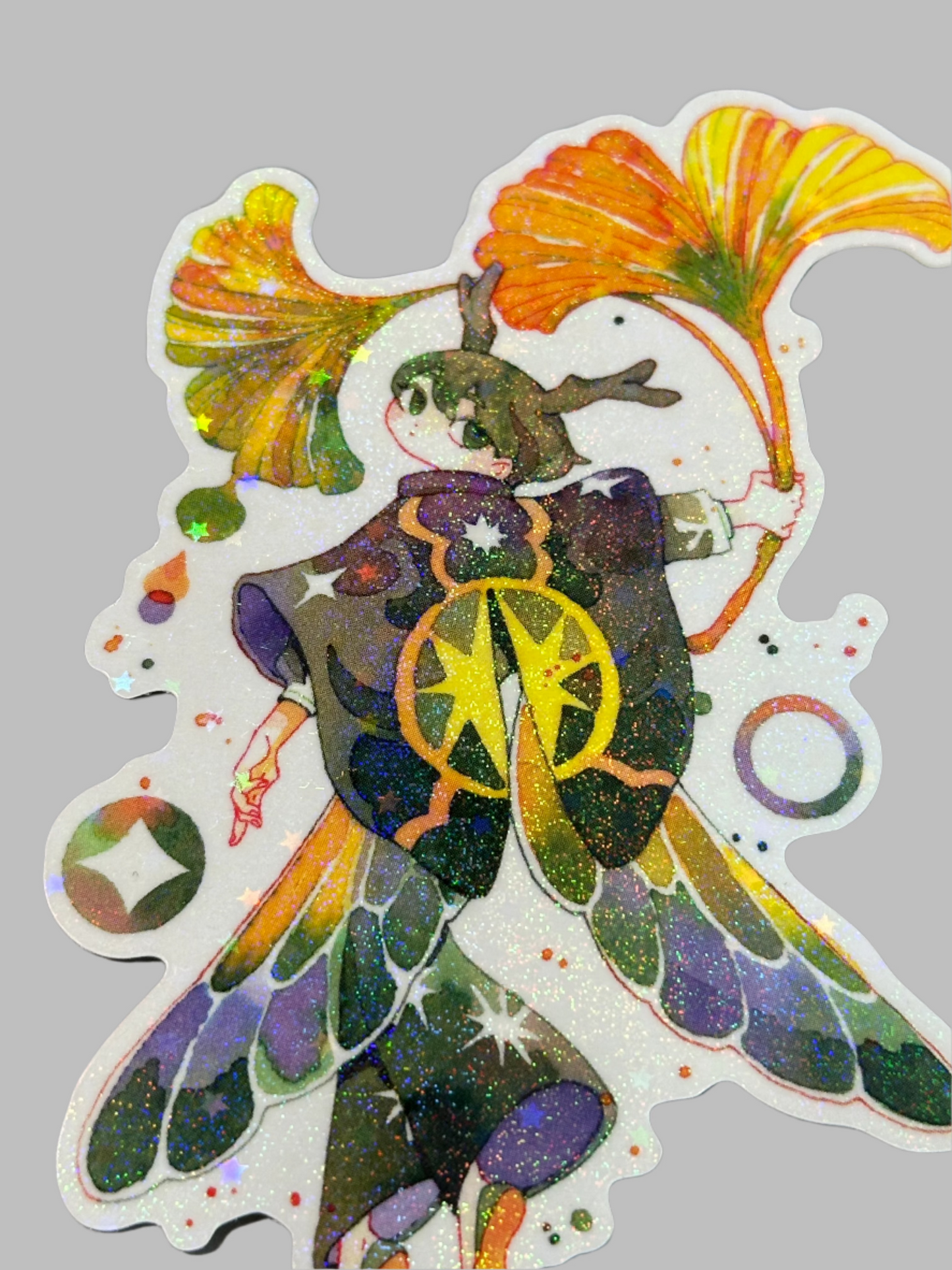 Yellow Ginko Lepidoptera Clear Holo Sticker | Koyamori (CAN)
