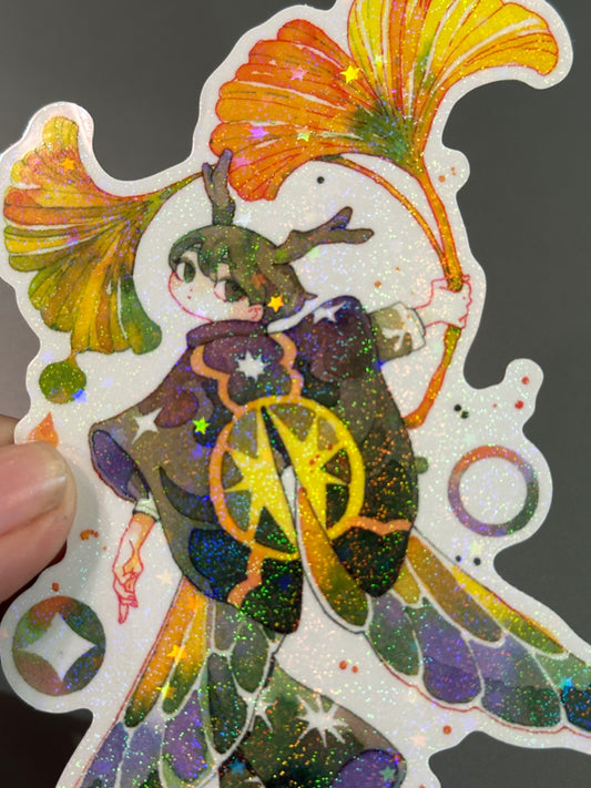 Yellow Ginko Lepidoptera Clear Holo Sticker | Koyamori (CAN)