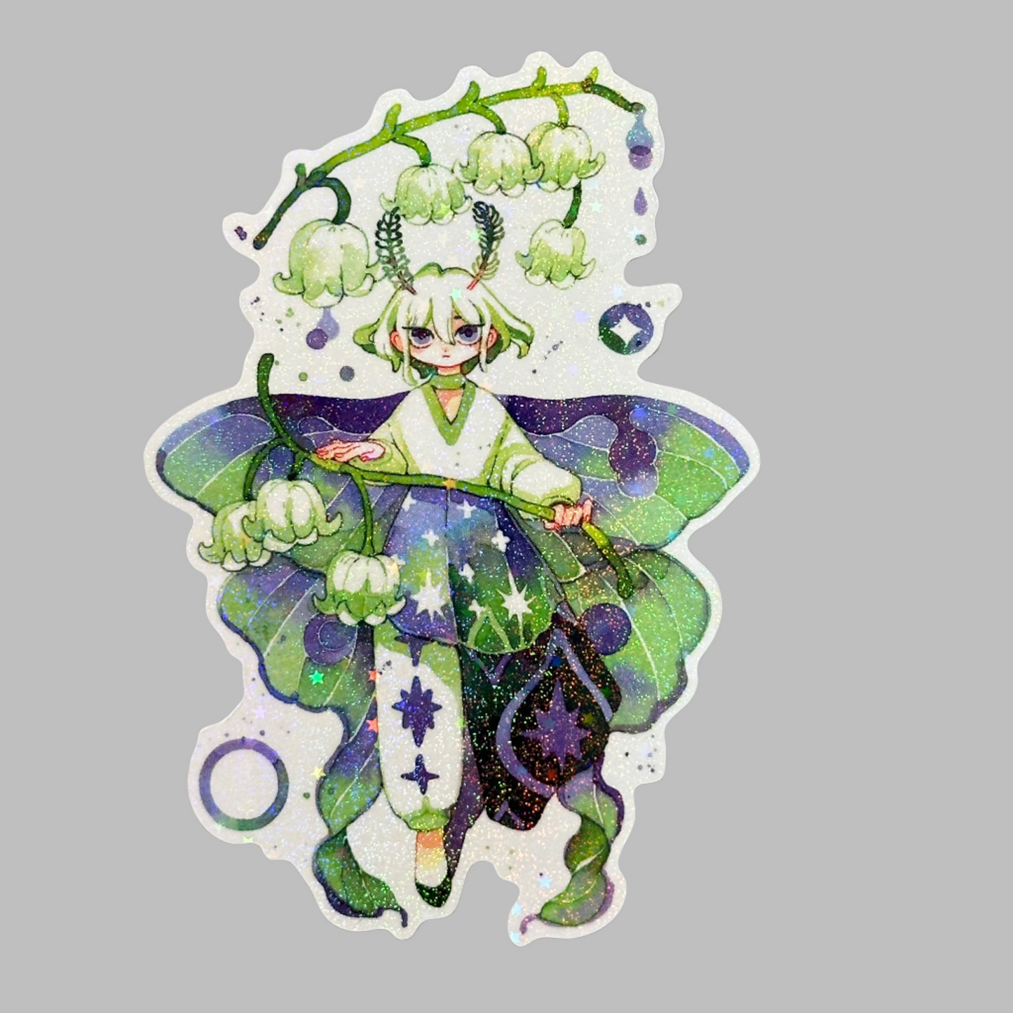Lily of The Valley Lepidoptera Clear Holo Sticker | Koyamori (CAN)