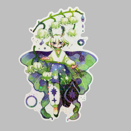 Lily of The Valley Lepidoptera Clear Holo Sticker | Koyamori (CAN)