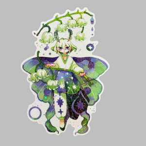 Lily of The Valley Lepidoptera Clear Holo Sticker | Koyamori (NY)