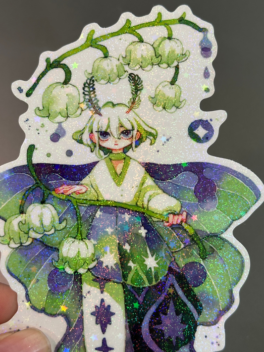 Lily of The Valley Lepidoptera Clear Holo Sticker | Koyamori (CAN)