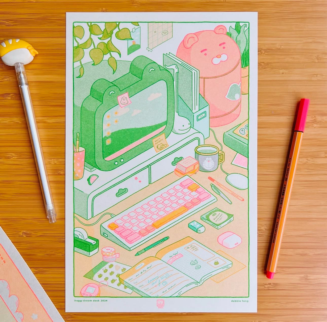 Froggy Desk Print | Pommo Press | Debbie Fong (NY)