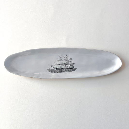 SOUVENIR Very Big Long Plate | Ship | Kühn Keramik (Germany)