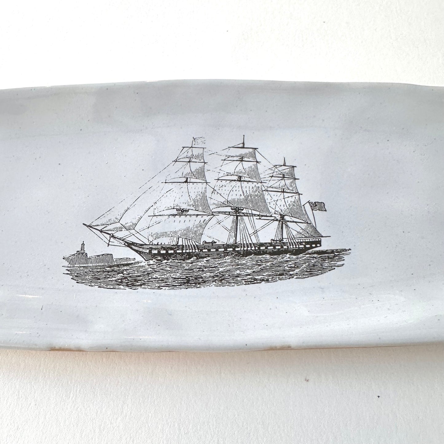SOUVENIR Very Big Long Plate | Ship | Kühn Keramik (Germany)