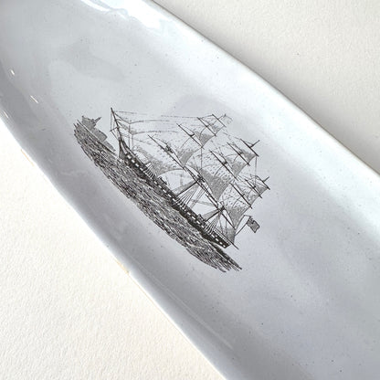 SOUVENIR Very Big Long Plate | Ship | Kühn Keramik (Germany)