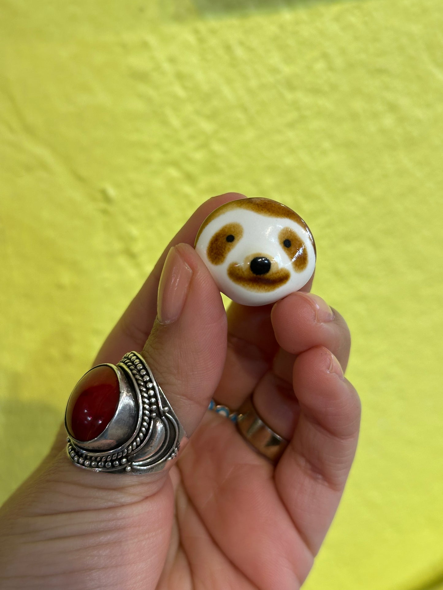 Ceramic Sloth Brooch | Japan