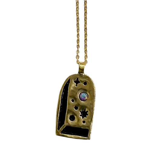 Big Bang Necklace with Opal | Purple Opal / Brass | Therese Kuempel (IL)