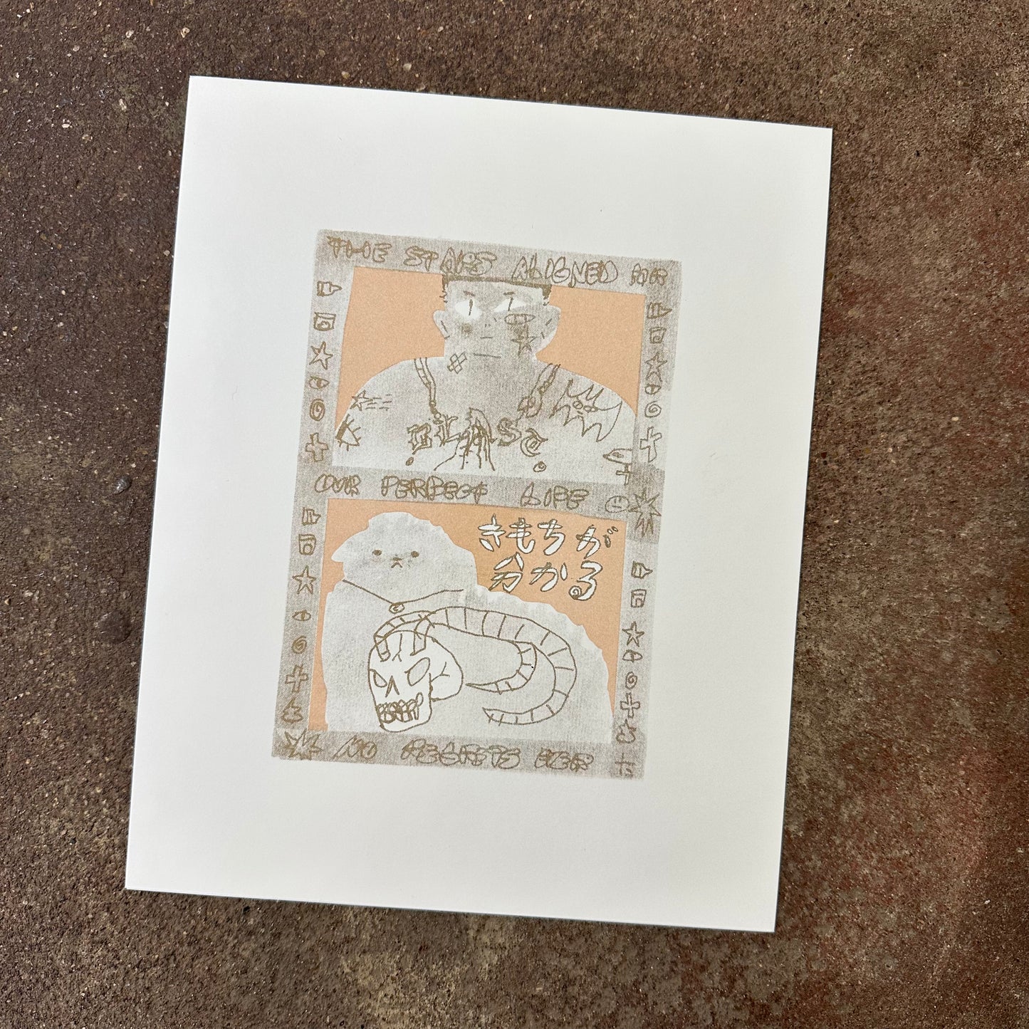 No Regrets Ever Risograph Print | Fantasy Boy Taro (TX)
