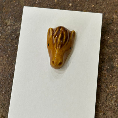 Ceramic Horse Brooch | Japan
