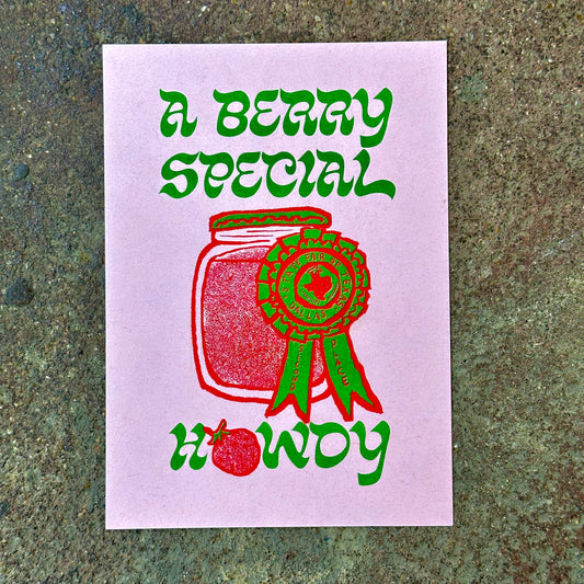 Berry Special Howdy Risograph Print | Strange Powers Press (TX)