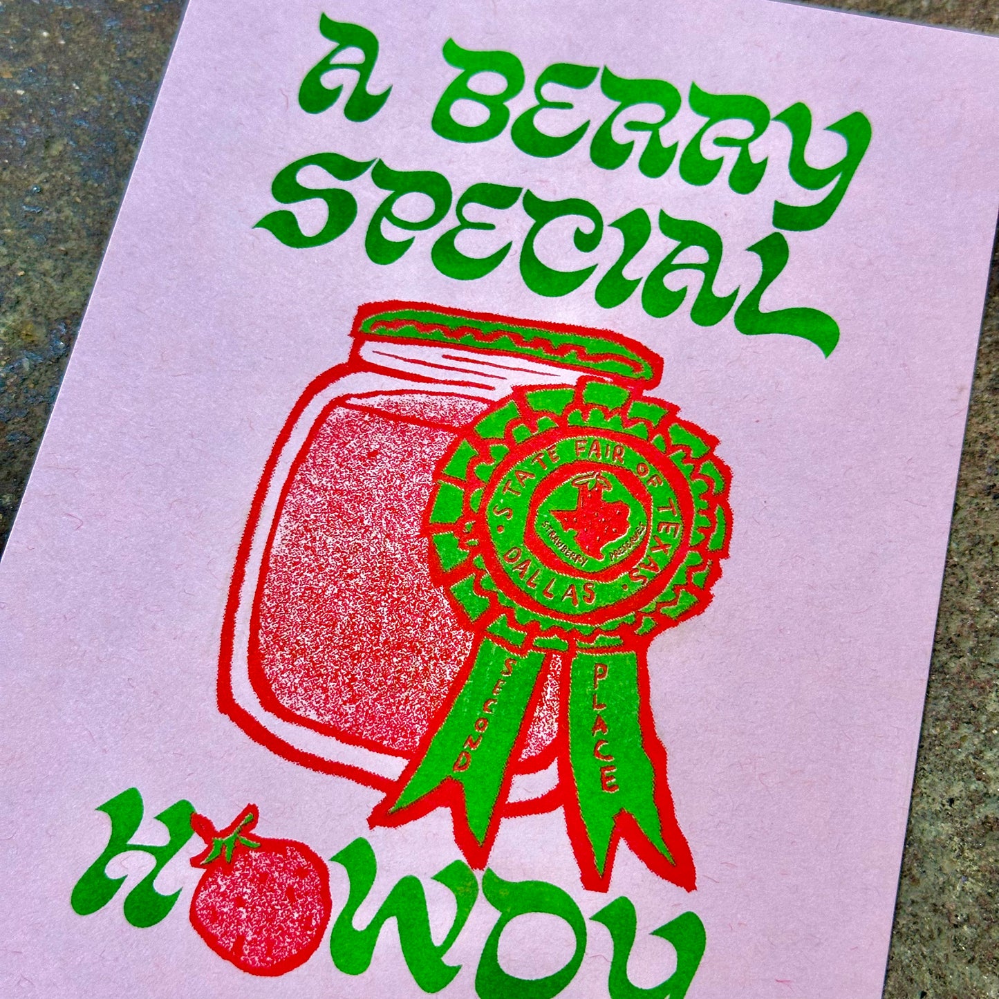 Berry Special Howdy Risograph Print | Strange Powers Press (TX)