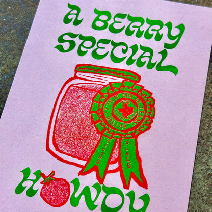 Berry Special Howdy Risograph Print | Strange Powers Press (TX)