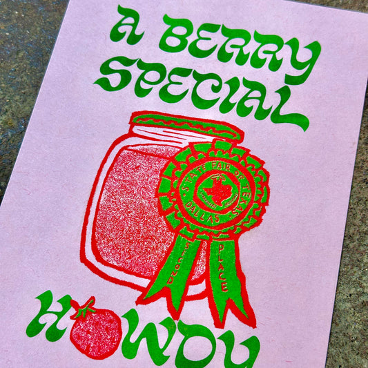 Berry Special Howdy Risograph Print | Strange Powers Press (TX)