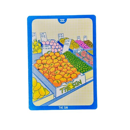 Cornerstore Tarot Risograph Print Postcard | The Sun | Christina Hu (CA)
