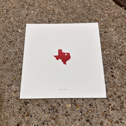 Heart of Texas Letterpress Print | We Are 1976 (TX)
