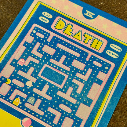 Cornerstore Tarot Risograph Print Postcard | Death | Christina Hu (CA)
