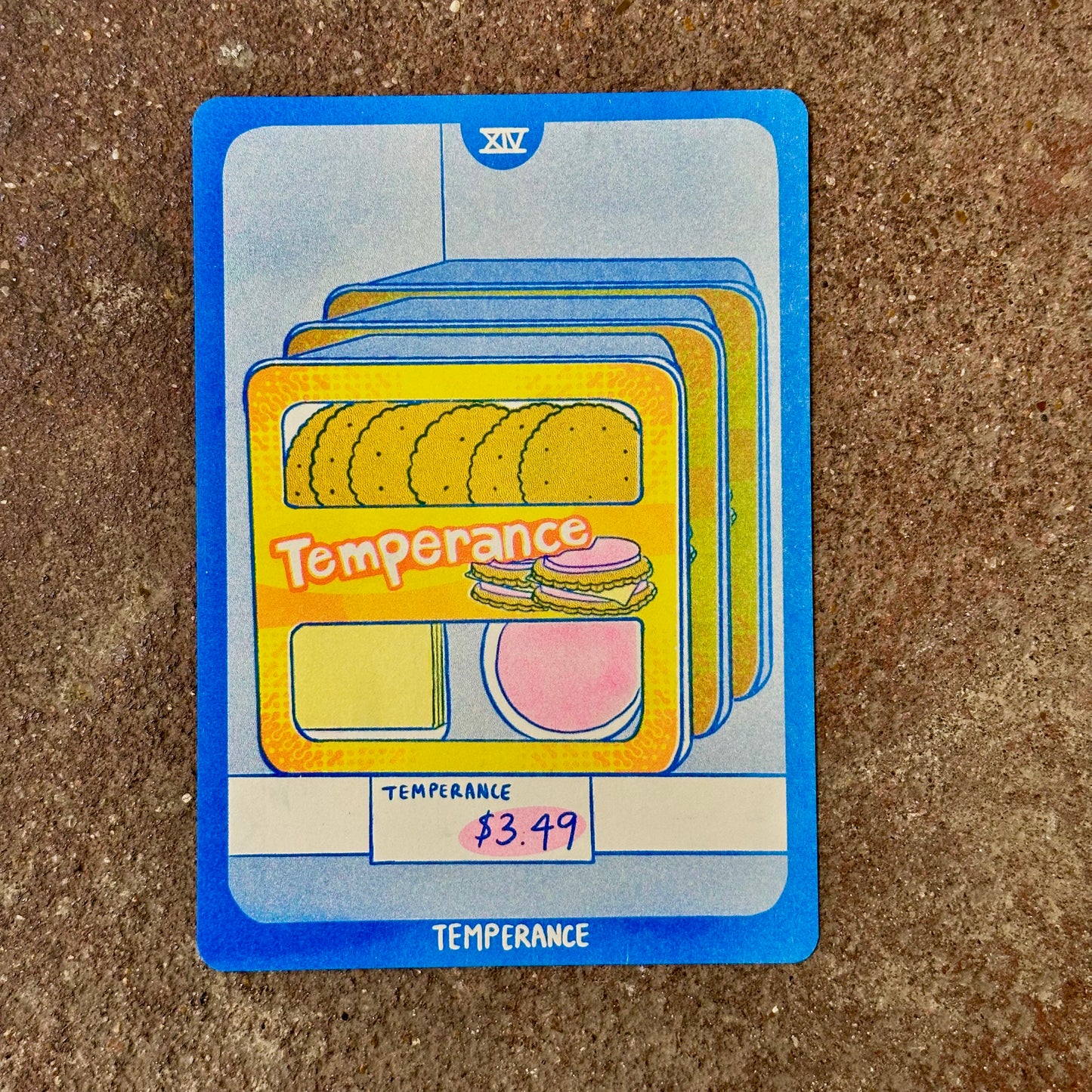 Cornerstore Tarot Risograph Print Postcard | Temperance | Christina Hu (CA)