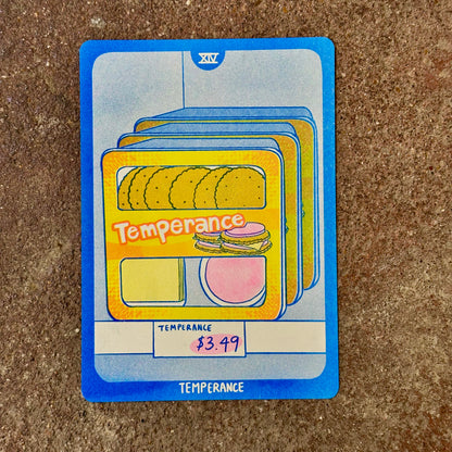 Cornerstore Tarot Risograph Print Postcard | Temperance | Christina Hu (CA)