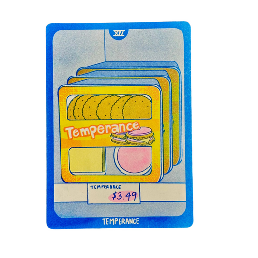 Cornerstore Tarot Risograph Print Postcard | Temperance | Christina Hu (CA)