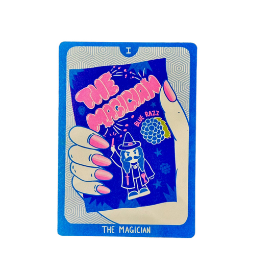 Cornerstore Tarot Risograph Print Postcard | The Magician | Christina Hu (CA)