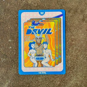 Cornerstore Tarot Risograph Print Postcard | The Devil | Christina Hu (CA)