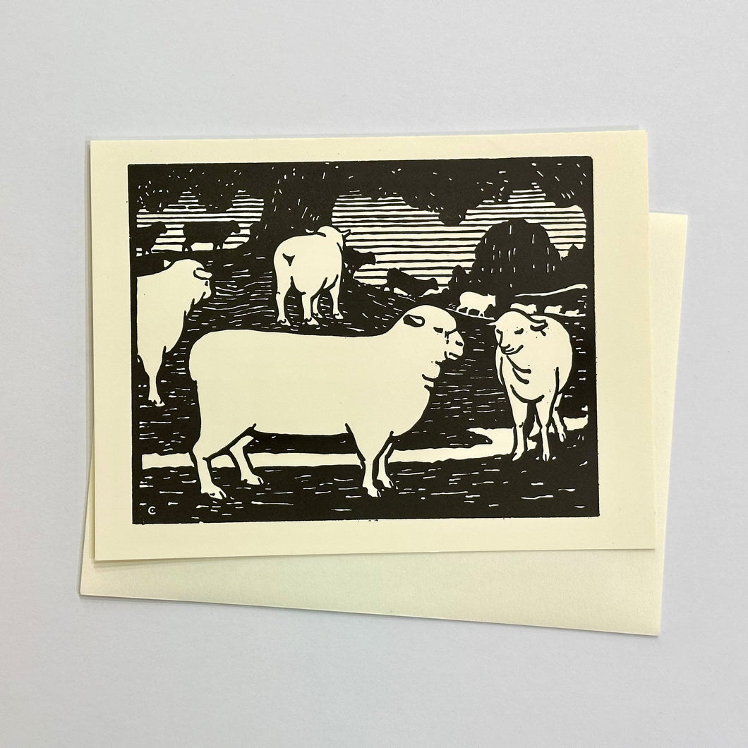 Barnyard Animal Letterpress Card Print | Sheep| Hatch Show Print (TN)