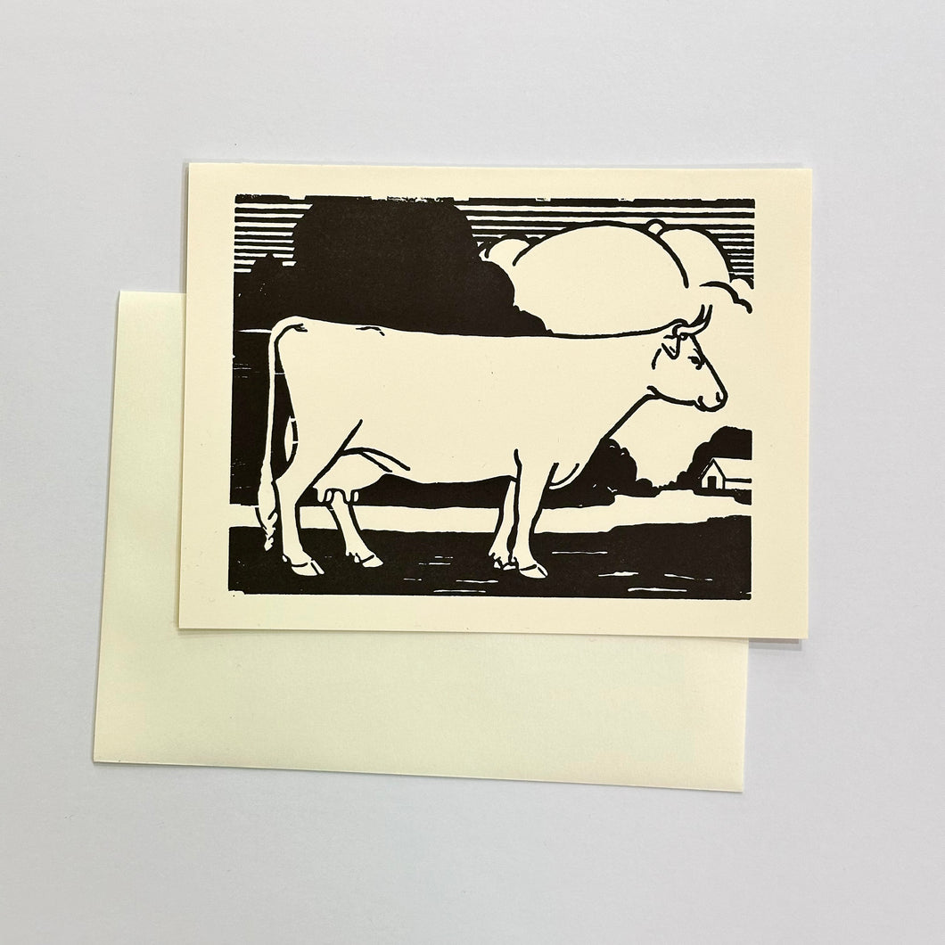 Barnyard Animal Letterpress Card Print | Cow | Hatch Show Print (TN)