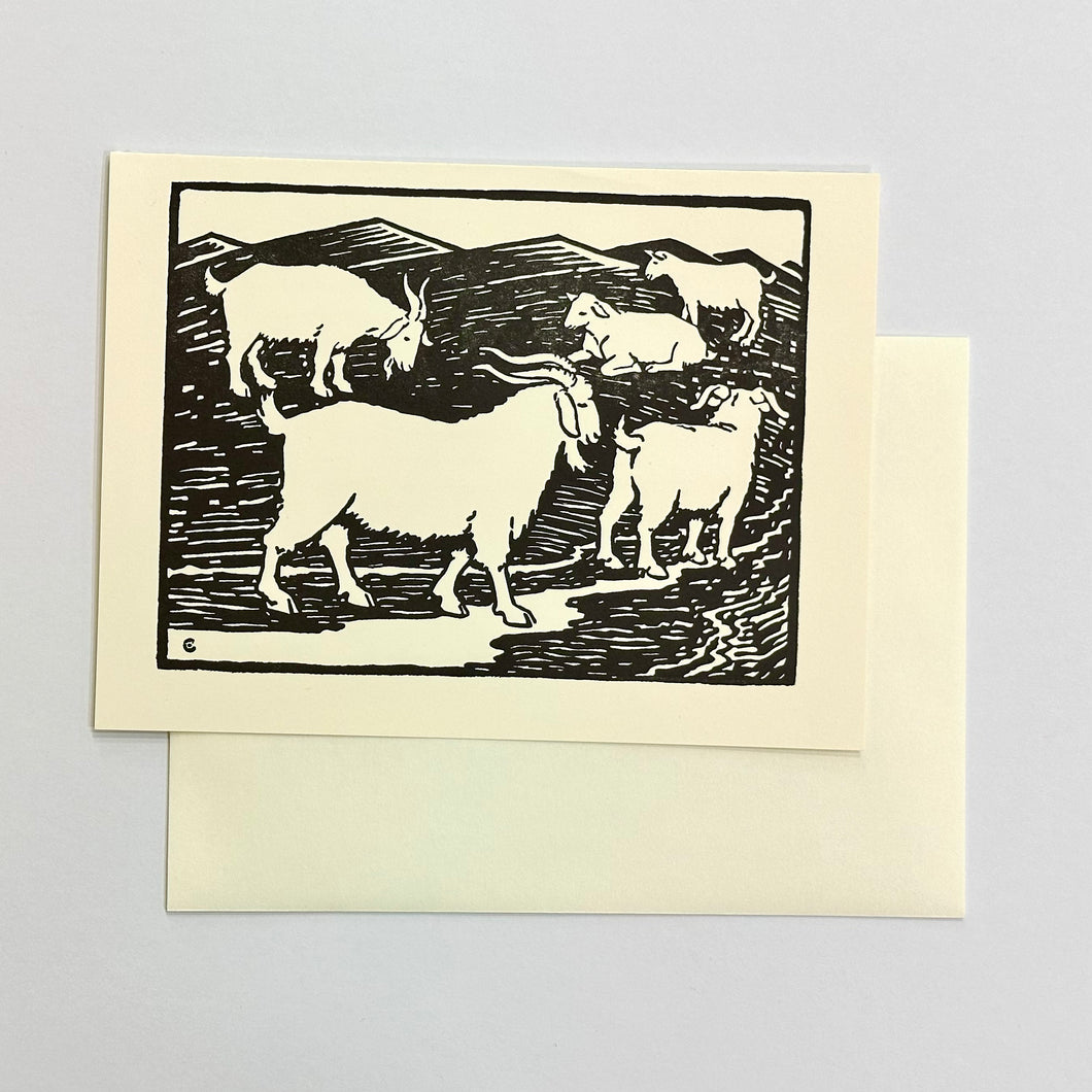 Barnyard Animal Letterpress Card Print | Goat | Hatch Show Print (TN)