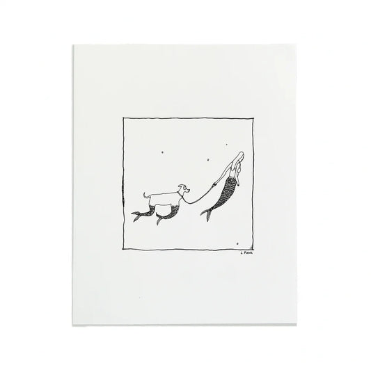 Mermaid Dog Letterpress Print | Liana Finck (NY)