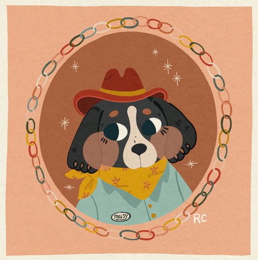Cowboy Pup Art Print | Rachele Cromer (OK)