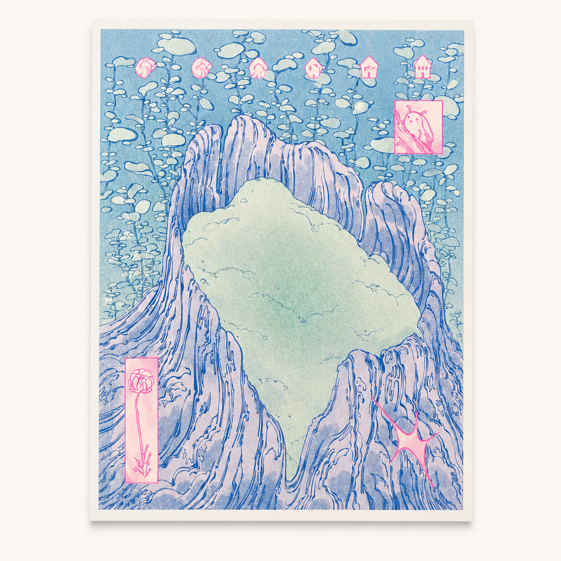 Mossy Mountain Risograph Print | Chi Leong (TX)