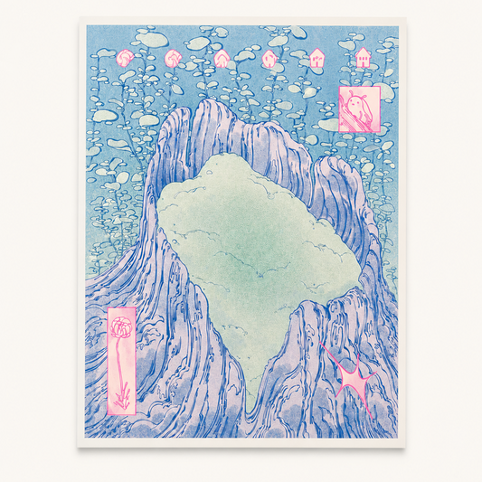 Mossy Mountain Risograph Print | Chi Leong (TX)
