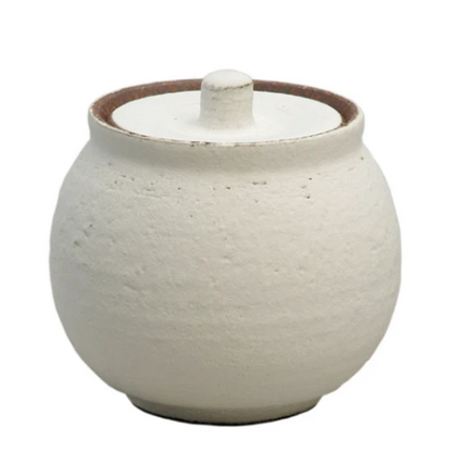 Shigaraki Handmade Salt Jar | White | Hechimon(Japan)