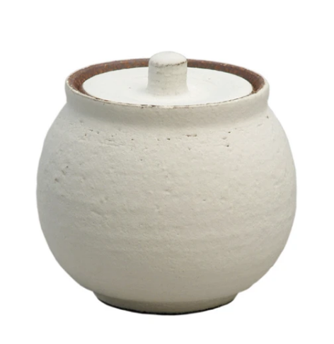 Shigaraki Handmade Salt Jar | White | Hechimon(Japan)