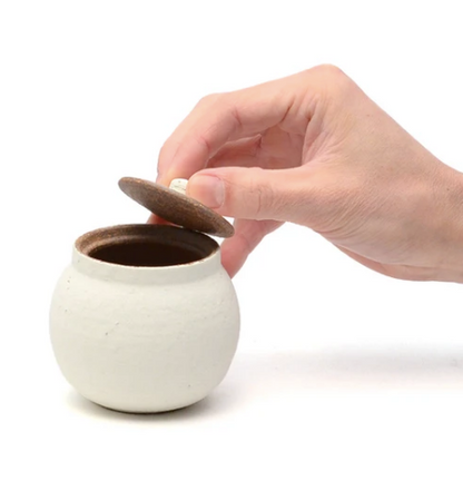 Shigaraki Handmade Salt Jar | White | Hechimon(Japan)